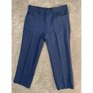 Vintage John Blair Pants Blue Slacks Polyester Embroidered Stitch Pocket- 40x30